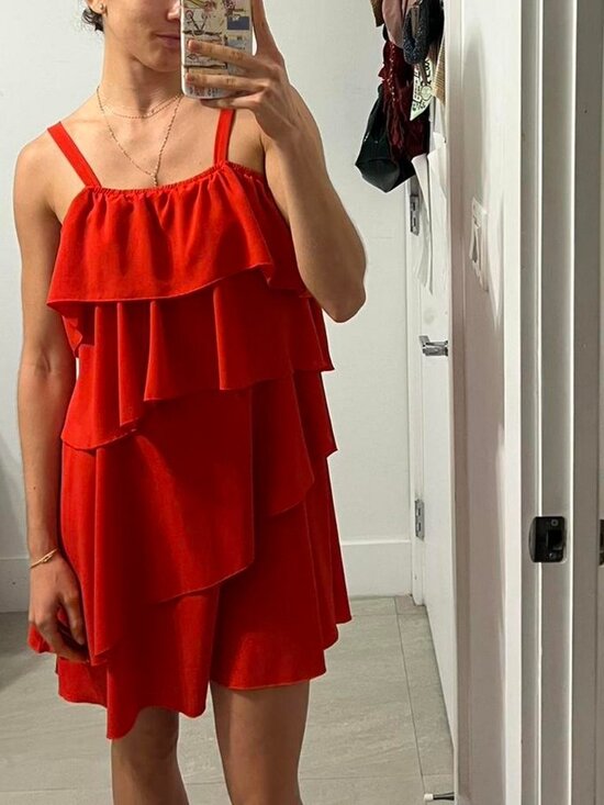 Vintage Dresses & Skirts - Vintage orange tiered ruffle dress